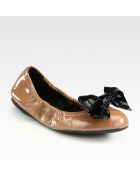 Prada Patent Leather Bow Ballet Flats - Lyst