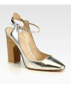 Chloé Metallic Leather Slingback Pumps - Lyst