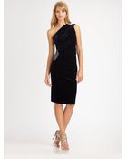 David Meister Velvet Asymmetrical Gown - Lyst