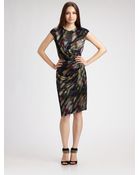 Etro Cap Sleeve Side Ruched Dress - Lyst