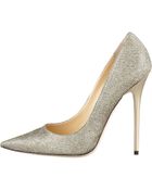 Jimmy Choo Abel Glitter Pointed Pump Light Bronze - Lyst