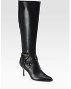 Oscar de la Renta Horsy Piedi Nappa Leather Kneehigh Boots - Lyst