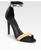 Tibi Amber Textured Leather Ankle Strap Sandals - Lyst