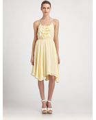 Caroline Hedaya Silk Ruffle Dress - Lyst