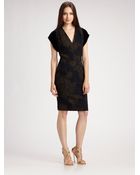 Etro Velvet Cap Sleeve Floral Dress - Lyst