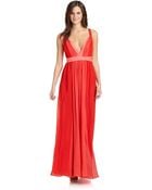 Halston Heritage Silk Chiffon Twotone Crossback Gown - Lyst