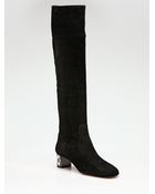 Miu Miu Suede Jeweledheel Boots - Lyst