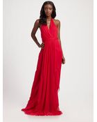 Notte By Marchesa Silk Chiffon Halter Gown - Lyst