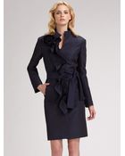Oscar de la Renta Silk Faille Trenchcoat - Lyst