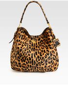Prada Cavallino Leopardprint Hair Calf Hobo - Lyst