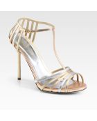 Sergio Rossi Metallic Leather Tstrap Sandals - Lyst