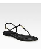 Tory Burch Emmy Leather Thong Logo Sandals - Lyst
