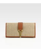 Saint Laurent Ysl Chyc Large Linen Clutch - Lyst