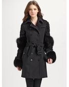 Burberry Fox-trimmed Wool-cashmere Coat - Lyst