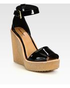 Pierre Hardy Patent Leather Ankle Strap Wedge Sandals - Lyst