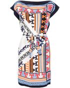 MSGM Aztec Print Silk Dress - Lyst