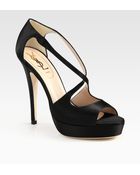 Saint Laurent Satin Tribute Platform Sandals - Lyst