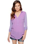 Splendid 3/4 Sleeve Shirting Top - Lyst