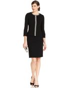 Tahari Faux-Pearl-Trim Jacket Skirt - Lyst