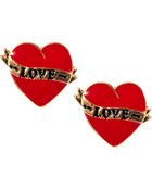 River Island Tattoo Love Heart Stud Earrings - Lyst