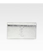 Saint Laurent Belle De Jour Metallic Leather Clutch - Lyst