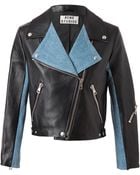 Acne Studios Rita Leather and Denim Biker Jacket - Lyst