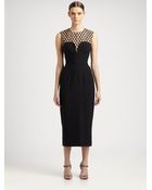 Alexander McQueen Illusion Leaf Crepe Dress - Lyst