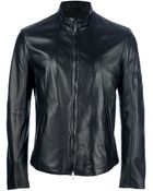 Emporio Armani Classic Leather Jacket - Lyst