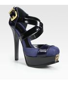 Fendi Sta Suede and Leather Platform Pumps - Lyst