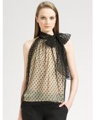 Michael Kors Point Desprit Bow Halter Blouse - Lyst