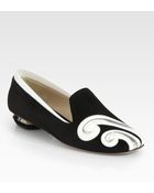 Nicholas Kirkwood Suede Patent Leather Swirl Loafers - Lyst