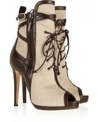 Oscar de la Renta Mauritania Canvas And Leather Ankle Boots - Lyst