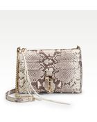 Rebecca Minkoff Snake embossed Leather Clutch with Chain - Lyst