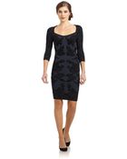 Zac Posen Floral Jacquard Threequarter Length Sleeve Dress - Lyst