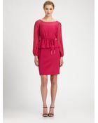 Kay Unger Silk Belted Peplum Dress - Lyst