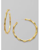 Kenneth Jay Lane Bamboo Textured Hoop Earrings - Lyst