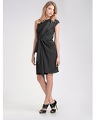 McQ by Alexander McQueen Drapefront Jersey Tweed Dress - Lyst