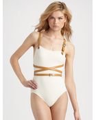 Michael Kors Belted Wrap around Onepiece Swimsuit - Lyst
