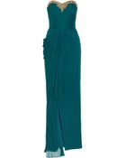 Notte By Marchesa Embellished Draped Silk-Chiffon Gown - Lyst
