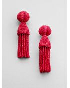 Oscar de la Renta Short Beaded Tassel Clip-On Earrings - Lyst