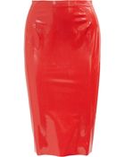 Oscar de la Renta Rubberized Stretch Pencil Skirt - Lyst