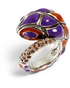 Roberto Cavalli Twotone Enamel Snake Ring - Lyst