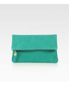 Clare Vivier Foldover Nubuck Clutch - Lyst