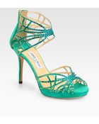 Jimmy Choo Dina Shimmer Crystalcoated Sandals - Lyst