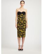Michael Kors Strapless Leafprint Dress - Lyst