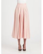 Oscar de la Renta Pleated Midi Skirt - Lyst