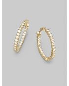 Roberto Coin Diamond 18k Yellow Gold Hoop Earrings1 - Lyst