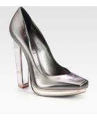 Saint Laurent Metallic Leather Mirror Heel Platform Pumps - Lyst