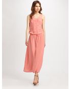 Athe Vanessa Bruno Embroidered Silk Maxi Dress - Lyst
