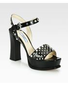 Prada Studded Leather Platform Sandals - Lyst